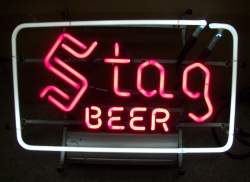 Stag Beer Script Border Neon Sign